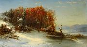 Regis-Francois Gignoux First Snow Along the Hudson River oil
